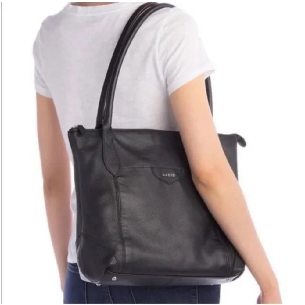 NWOT Lodis Sierra Black Leather Tote Shoulder Bag